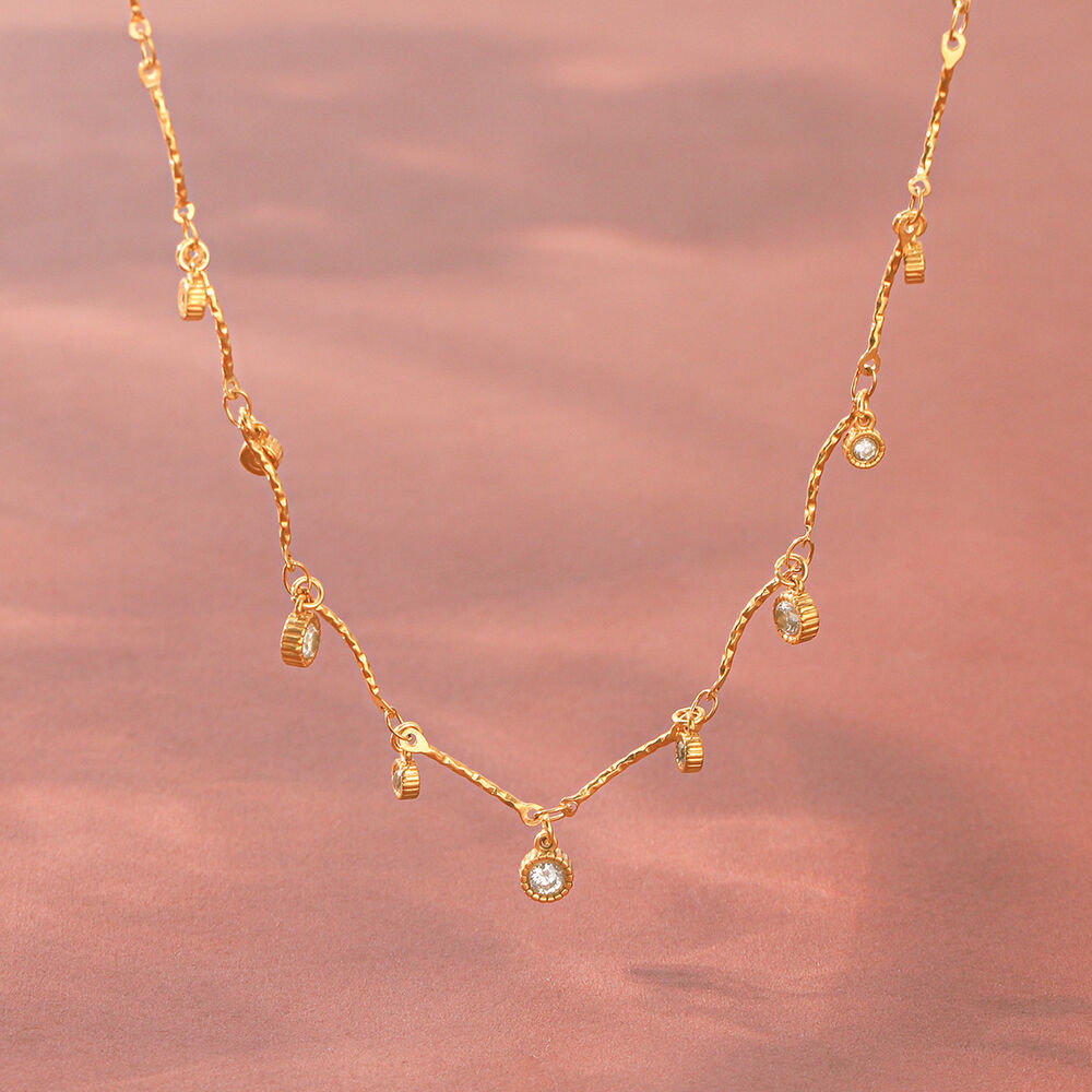 Simple Series Daily Tassel Circle Stainless Steel Waterproof Gold Color Zircon Women's Pendant Necklaces Picture3
