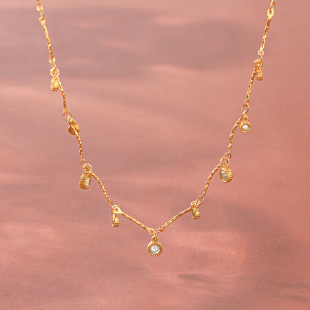 Simple Series Daily Tassel Circle Stainless Steel Waterproof Gold Color Zircon Women's Pendant Necklaces 2