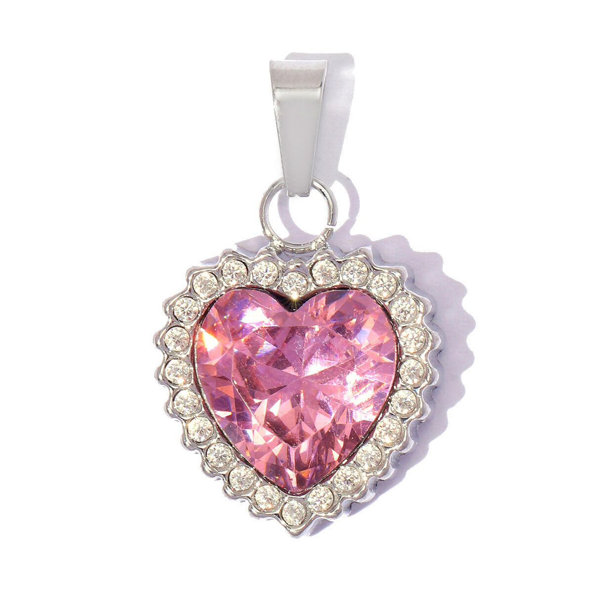 Ciondoli fai da te da donna a forma di cuore, in acciaio inossidabile impermeabile color oro con strass e zirconi, della serie Luxury Series. 2