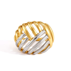 Anillos Llamativos De Acero Inoxidable Resistentes Al Agua, Con Diseño Retro Calado En Colores Dorado Y Plateado. h5 Imagen5