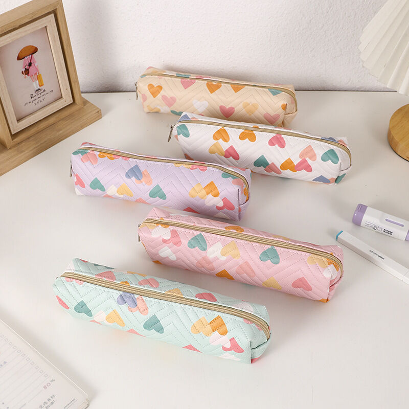 Simple Series Sweet Pu Heart Mixed Color Pen Pouches h5Picture3