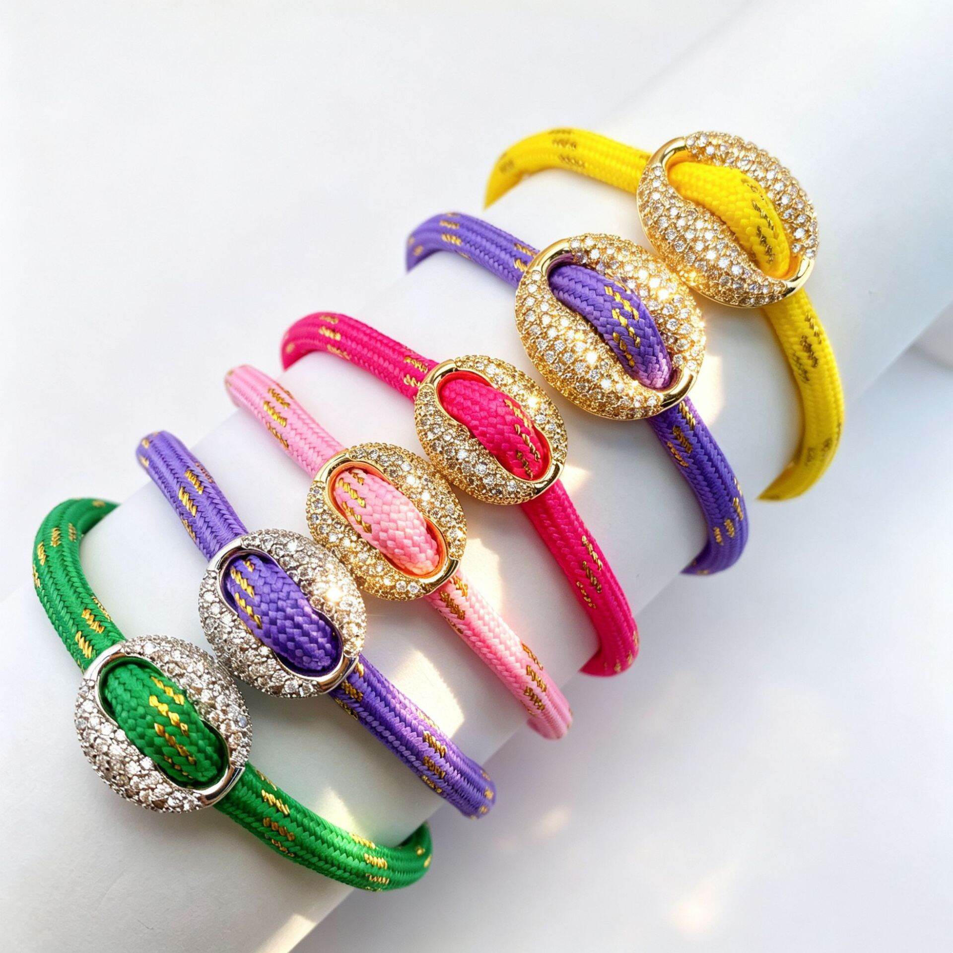 Geometric Shape Rope Copper Zircon Women's Braided Bracelets