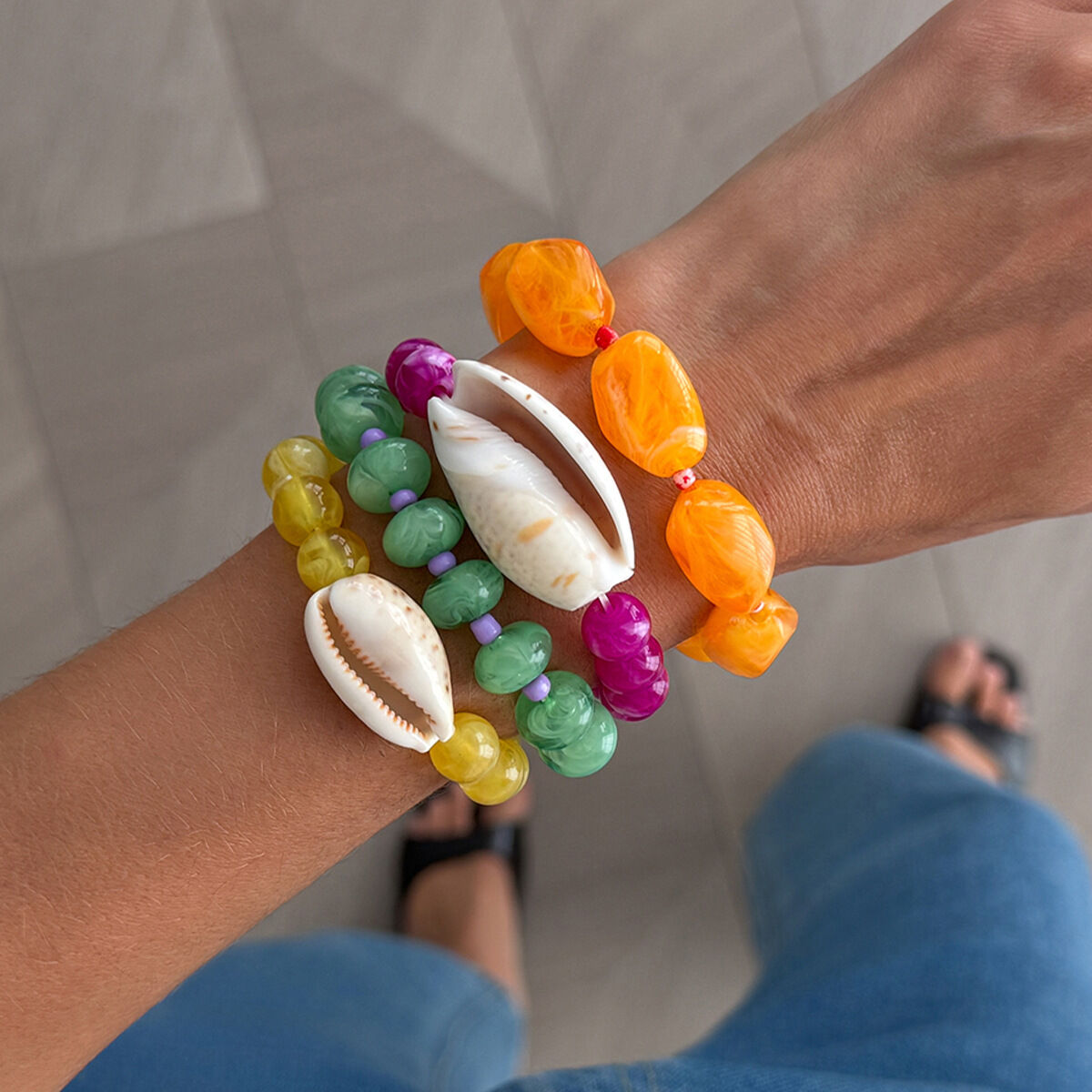 Harzperlen-Muschel-Armbandsets für Damen