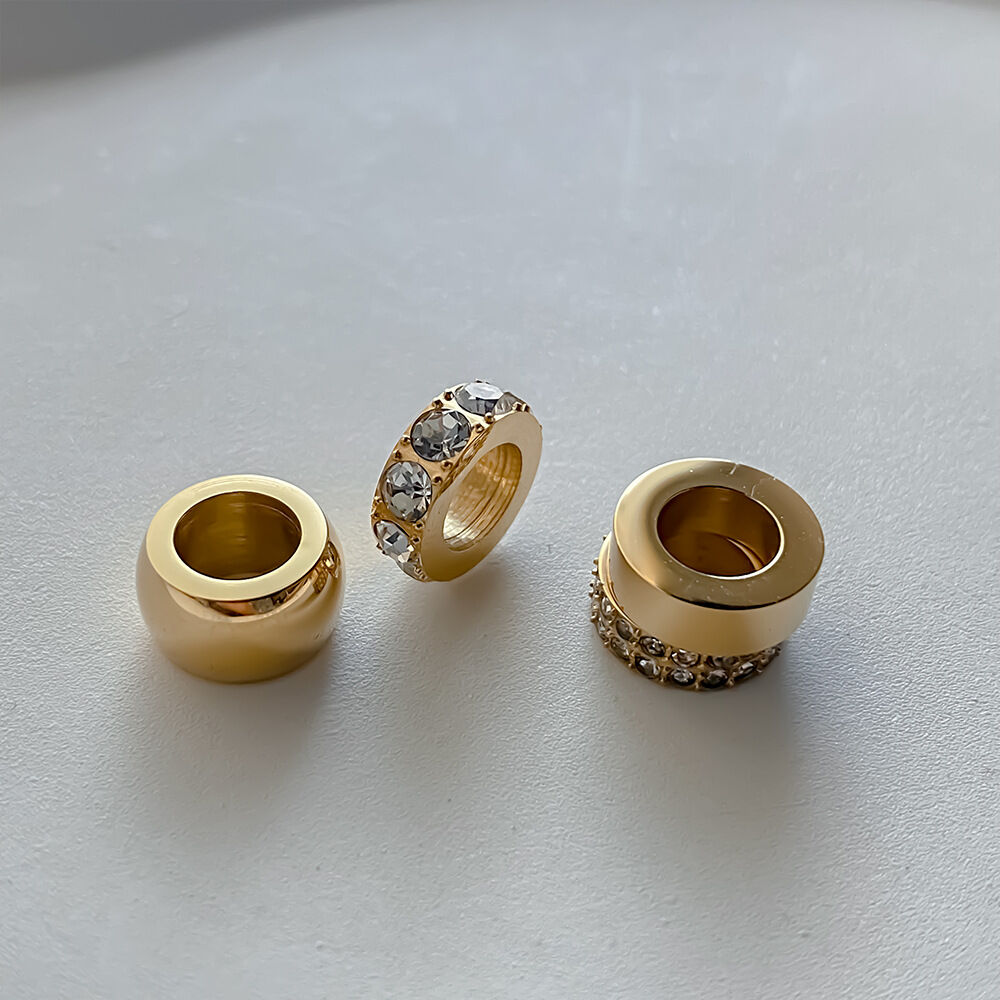 Luxurious Series Diy Circle Stainless Steel Waterproof   Gold Color  Zircon Women's Pendants 2