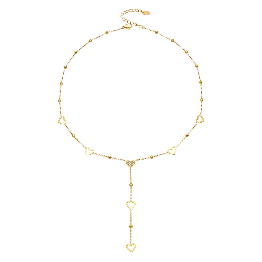 Collier Chaîne Cœur Élégant Et Simple En Acier Inoxydable Étanche Couleur Or Pour Femme h5Image5