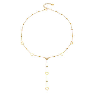 Collier Chaîne Cœur Élégant Et Simple En Acier Inoxydable Étanche Couleur Or Pour Femme h5 Image5