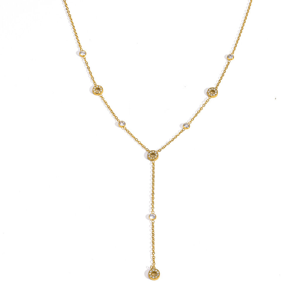 Romantic Series Circle Stainless Steel Waterproof Gold Color Women's Pendant Necklaces Picture4