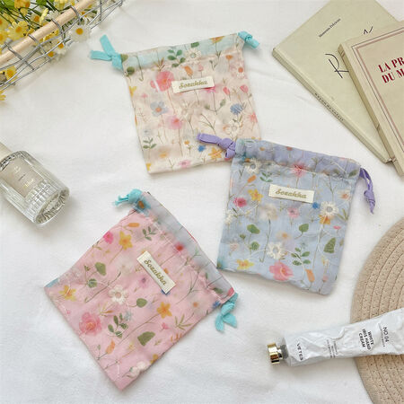 Romantic Series Sweet Flower Cotton Gift Wrapping Jewelry Bags 2