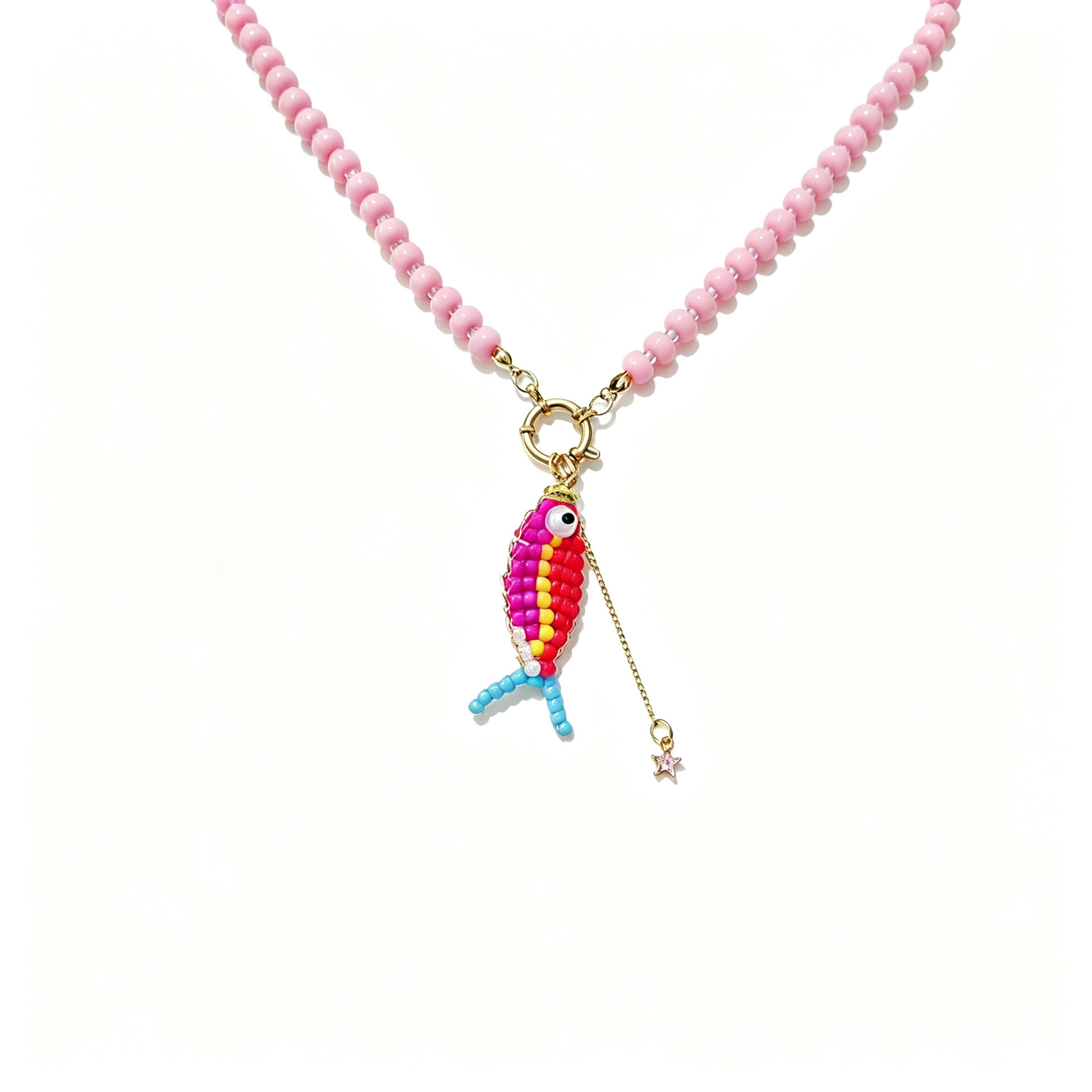 Collares De Mujer Con Cuentas De Resina Dorada De La Serie Romantic Cute Beads Fish h5 