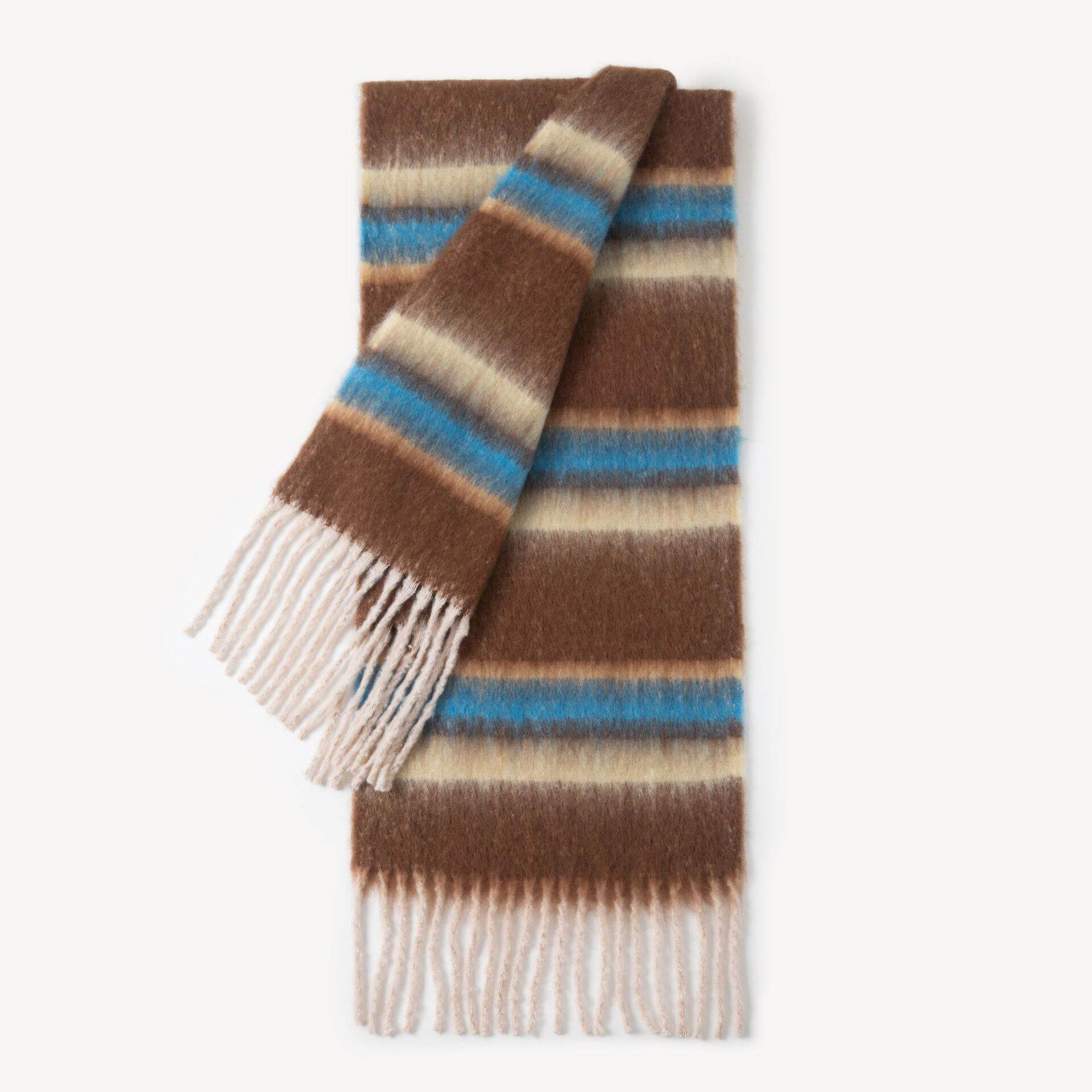 Simple Series Daily Stripe Tassel Mixed Color Winter Scarves 2