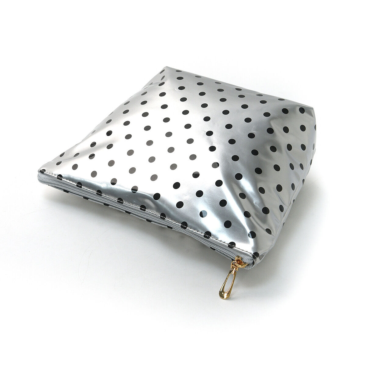 Pochette per il trucco in pelle a tinta unita con stampa a pois, serie Simple. 2