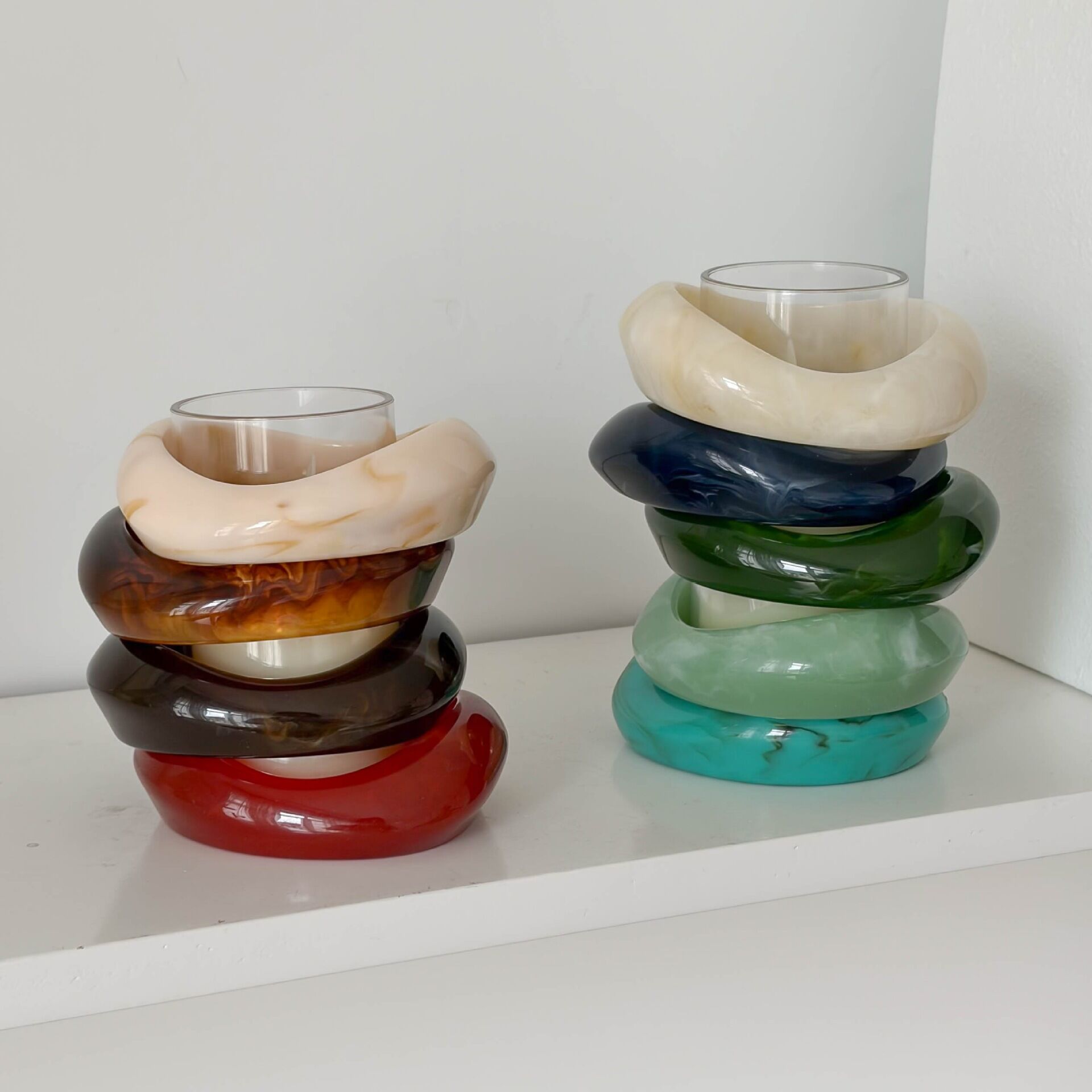 Brazaletes De Resina Con Degradado De Color Para Mujer Imagen2
