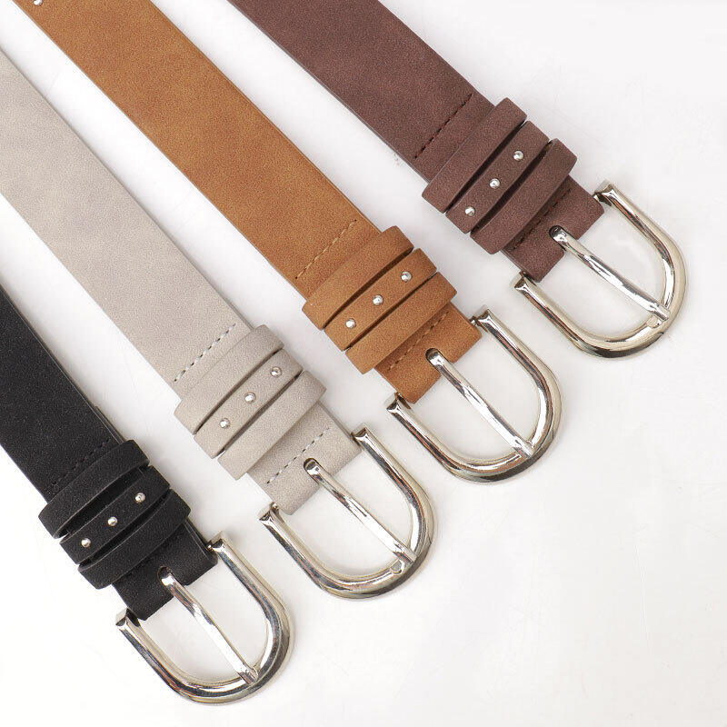Simple Series Casual Solid Color Rivet Premium Quality Pu Leather Belt 2