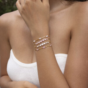 Simple Series Sweet Irregular Shape Chain Stainless Steel Waterproof Gold Color Zircon Women's Chain Bracelets h5 Picture2