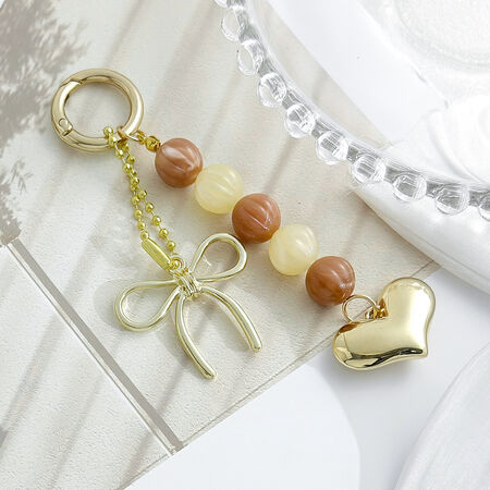 Simple Series Casual Heart Bow Knot Beads Gradient Color Alloy Bag Charms 2