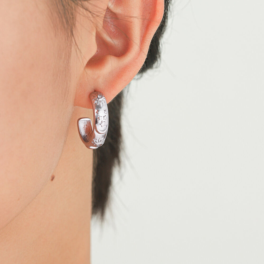 Retro Series Daily Sun Star Moon Stainless Steel Waterproof Gold Color Zircon Women's Stud Earrings Picture5