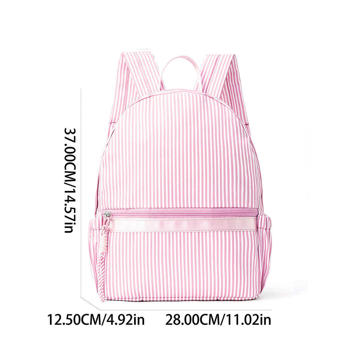 Lässiger Damenrucksack aus Baumwolle mit einfarbigem Streifenmuster und Print. h5 Bild5