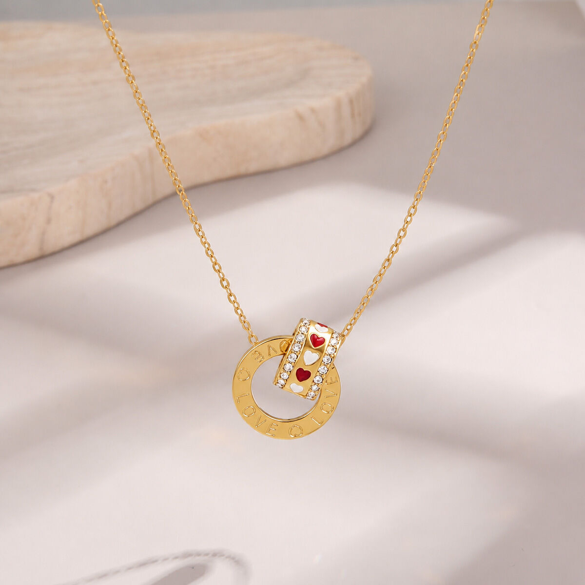 Simple Series Schattige Hartvormige Teckel Hanger Van Roestvrij Staal, Waterdicht, Goudkleurige Ketting Afbeelding3