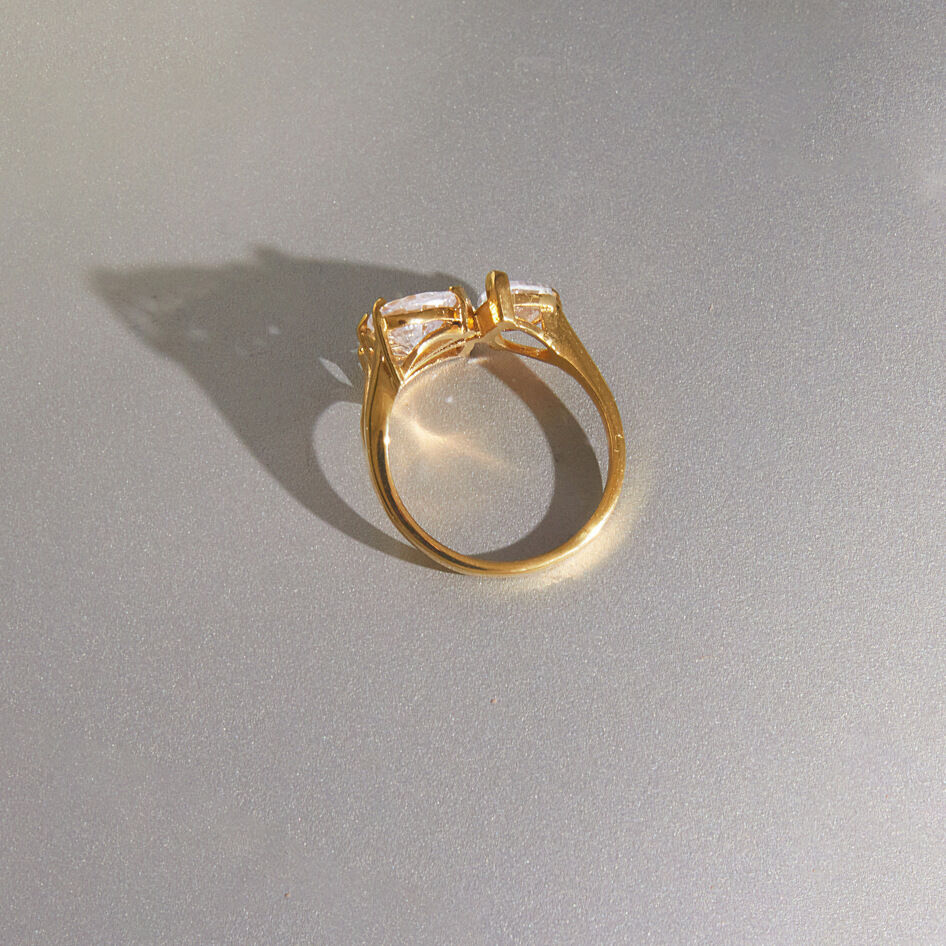 Anillos De Mujer Con Circonitas, Resistentes Al Agua Y Con Forma Geométrica, De Acero Inoxidable Y Color Dorado. Imagen3