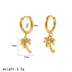 Oceanic Style Starfish Stainless Steel Waterproof Gold Color Rhinestone Women's Drop Earrings h5