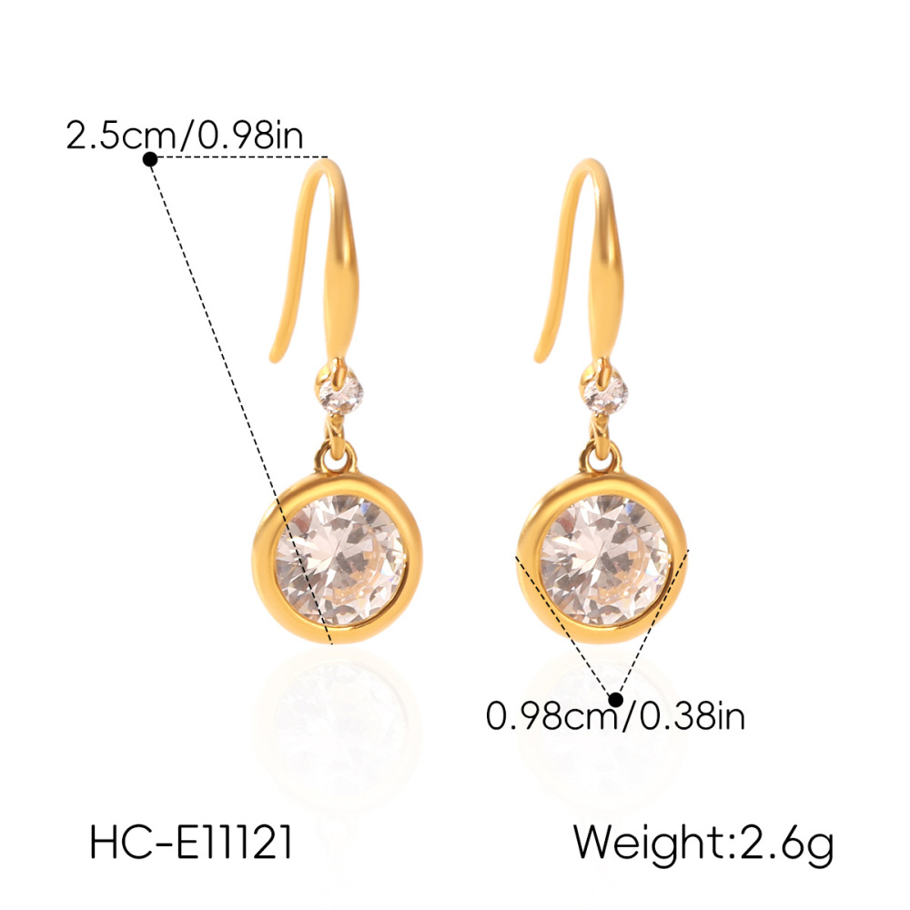 Stainless Steel Waterproof Gold Color Zircon Women's Drop Earrings h5Picture2