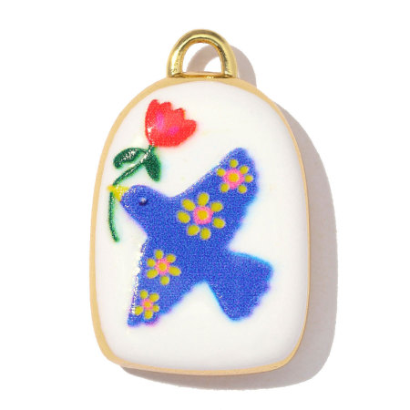 Romantic Series Enamel Flower Copper Gold Color Women's Pendants 2