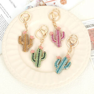 Luxurious Series Natural Flower Solid Color Plant Alloy Rhinestone Keychain h5 Picture2