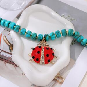 Romantic Series Bohemian Animal Beads Resin Gold Color Women's Beaded Necklaces h5 Picture3