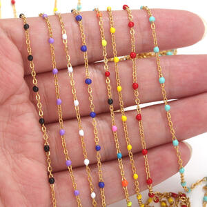Cadena De Esmalte De Acero Inoxidable, Resistente Al Agua, Color Dorado. Materiales De Ensartado. h5 Imagen4