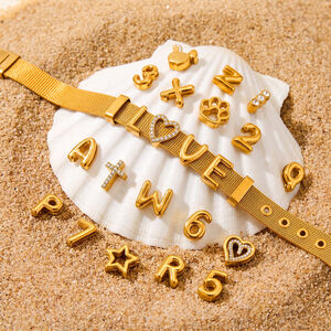 Simple Series Diy Letter Heart Cross Number Stainless Steel Waterproof Gold Color Women's Pendants h5 Picture2