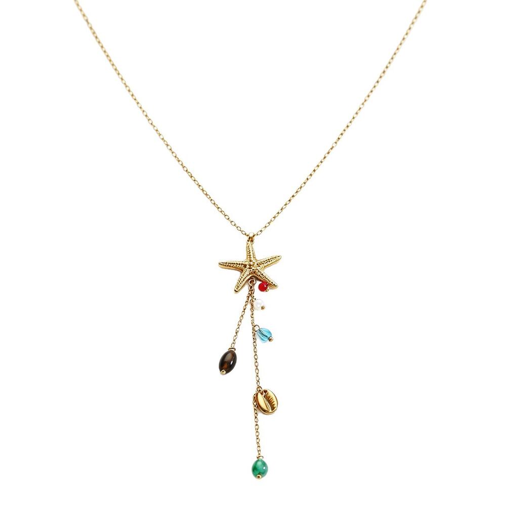 Simple Series Vacation Chain Starfish Coral Stainless Steel Waterproof Women's Pendant Necklaces Picture5
