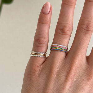 Luxurious Series Simple Circle Stainless Steel Waterproof Zircon Minimalist Rings h5 Picture3