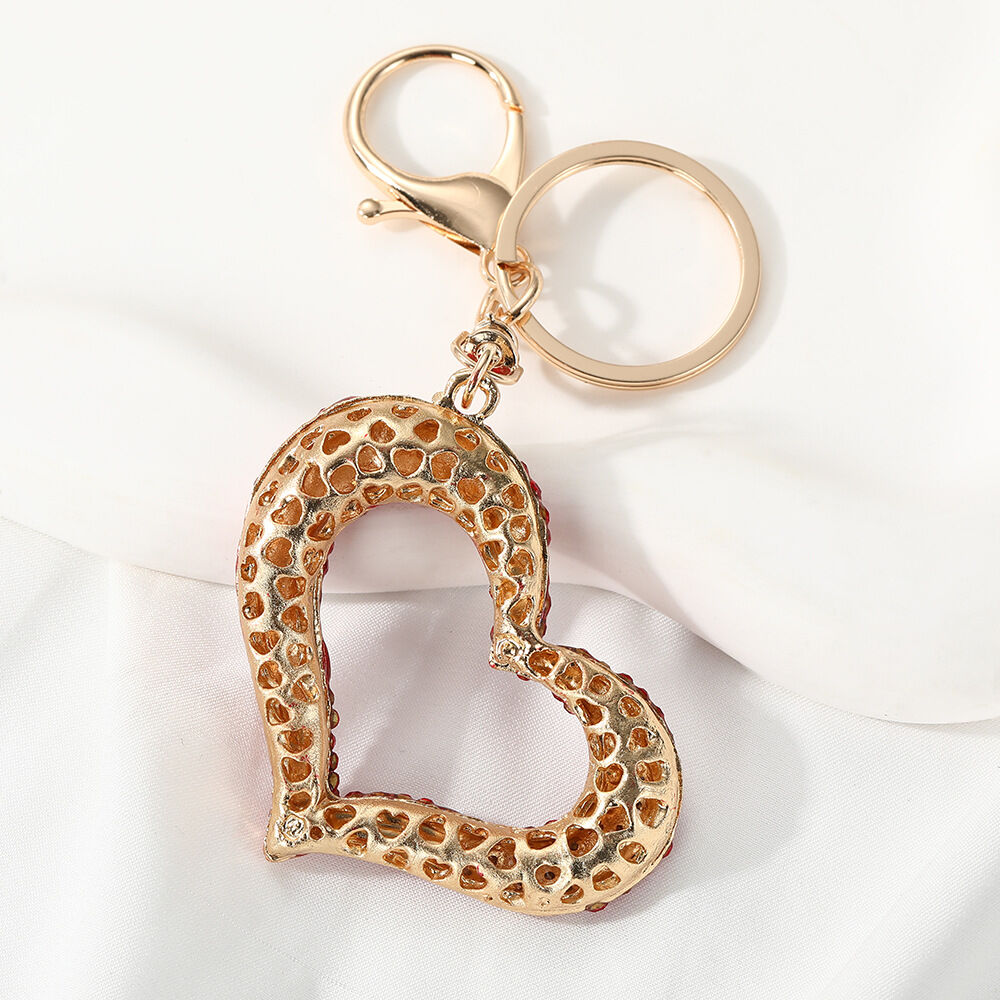 Portachiavi in lega con strass a forma di cuore, serie romantica, casual. h5 Immagine3