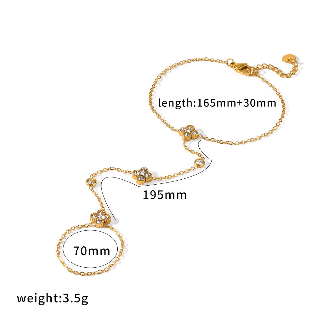 Romantic Series Simple Flower Stainless Steel Waterproof  Gold Color  Women's Necklaces Set h5 
