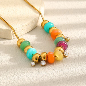 Colliers De Perles Romantiques Pour Femmes, En Acier Inoxydable, Imperméables, Couleur Or Et Acrylique, Avec Cercle De Perles. h5 Image3