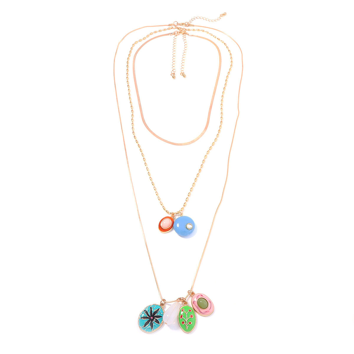 Set Di Collane Da Donna Simple Series Sweet Chain A Forma Ellittica In Lega Color Oro h5 
