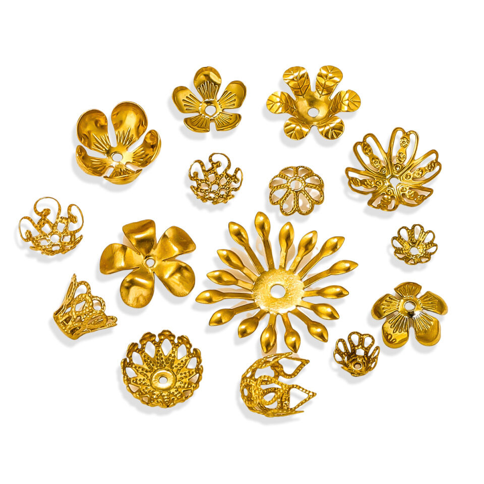 Apprêts À Bijoux En Acier Inoxydable Imperméables Couleur Or En Forme De Fleur h5 Image2