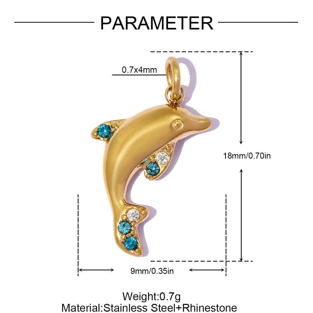Vacation Oceanic Style Stainless Steel Waterproof Gold Color Rhinestone Women's Pendants