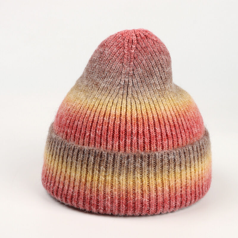 Simple Series Casual Stripe Mixed Color Gradient Color Polyester Beanie h5 Picture3
