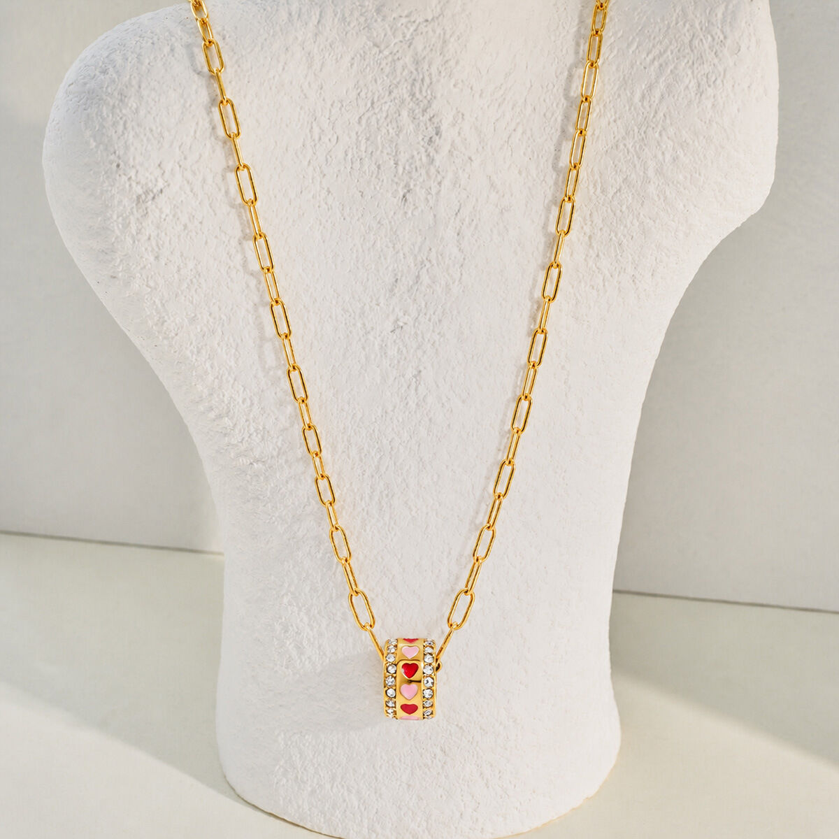 Simple Series Schattige Hartvormige Teckel Hanger Van Roestvrij Staal, Waterdicht, Goudkleurige Ketting Afbeelding3