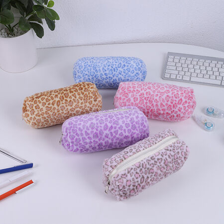 Eenvoudige Serie Retro Polyester Pennenetuis Met Luipaardprint In Effen Kleur