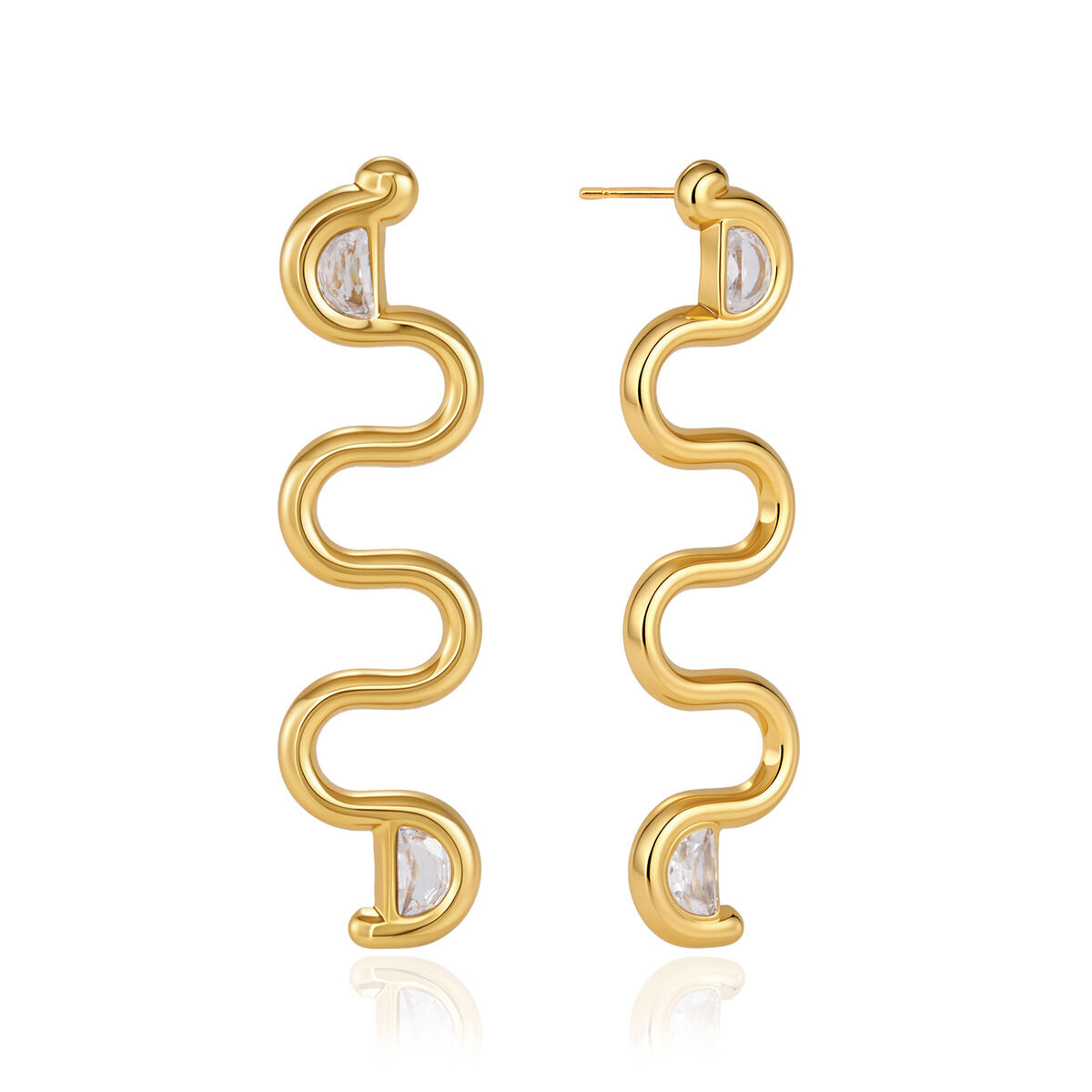 Classic Series Elegant Irregular Shape Snake Stainless Steel Waterproof   Gold Color  Women's Stud Earrings h5 Picture5