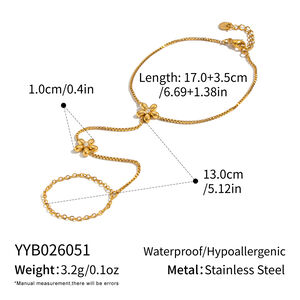 Flower Shape Stainless Steel Waterproof Gold Color Women's Hand Chain h5