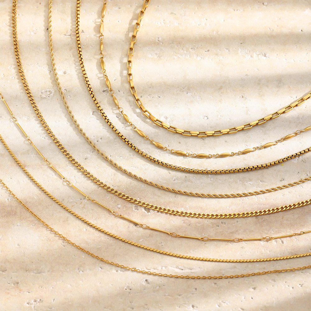 Simple Series Daily Twist Chain Stainless Steel Waterproof Gold Color Women's Chain Necklaces Picture3