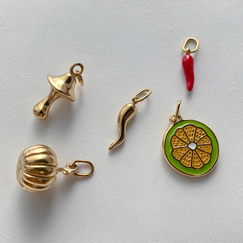 Einfache DIY-Anhänger aus Edelstahl in unregelmäßiger Form, wasserfest, goldfarben, mit Chili-Motiv h5 Bild2