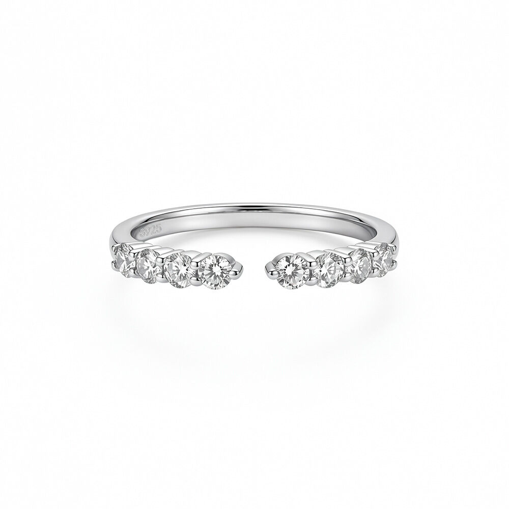 Simple Series Elegant Circle 925 Sterling Silver Color Rhodium Plating Women's Moissanite Rings h5 Picture3