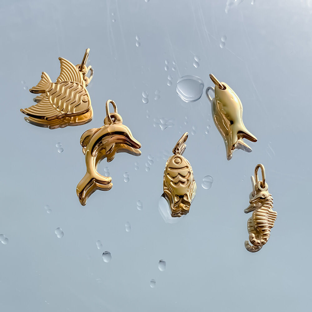 Simple Series Niedliche Muschel-Seestern-Anhänger aus Edelstahl, wasserdicht, goldfarben, für Damen h5 Bild3