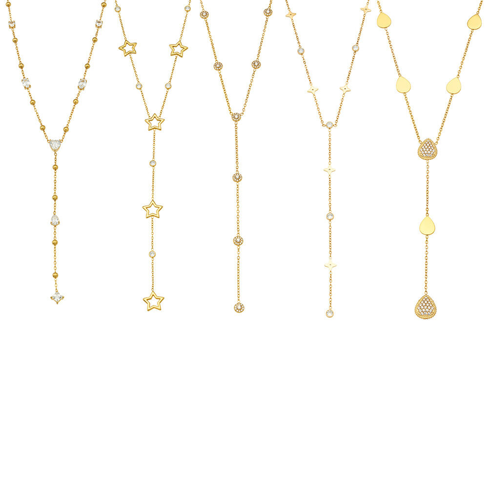 Colliers À Maillons Simple Series Daily Heart Star Chain En Acier Inoxydable Étanche Couleur Or Pour Femmes h5Image4