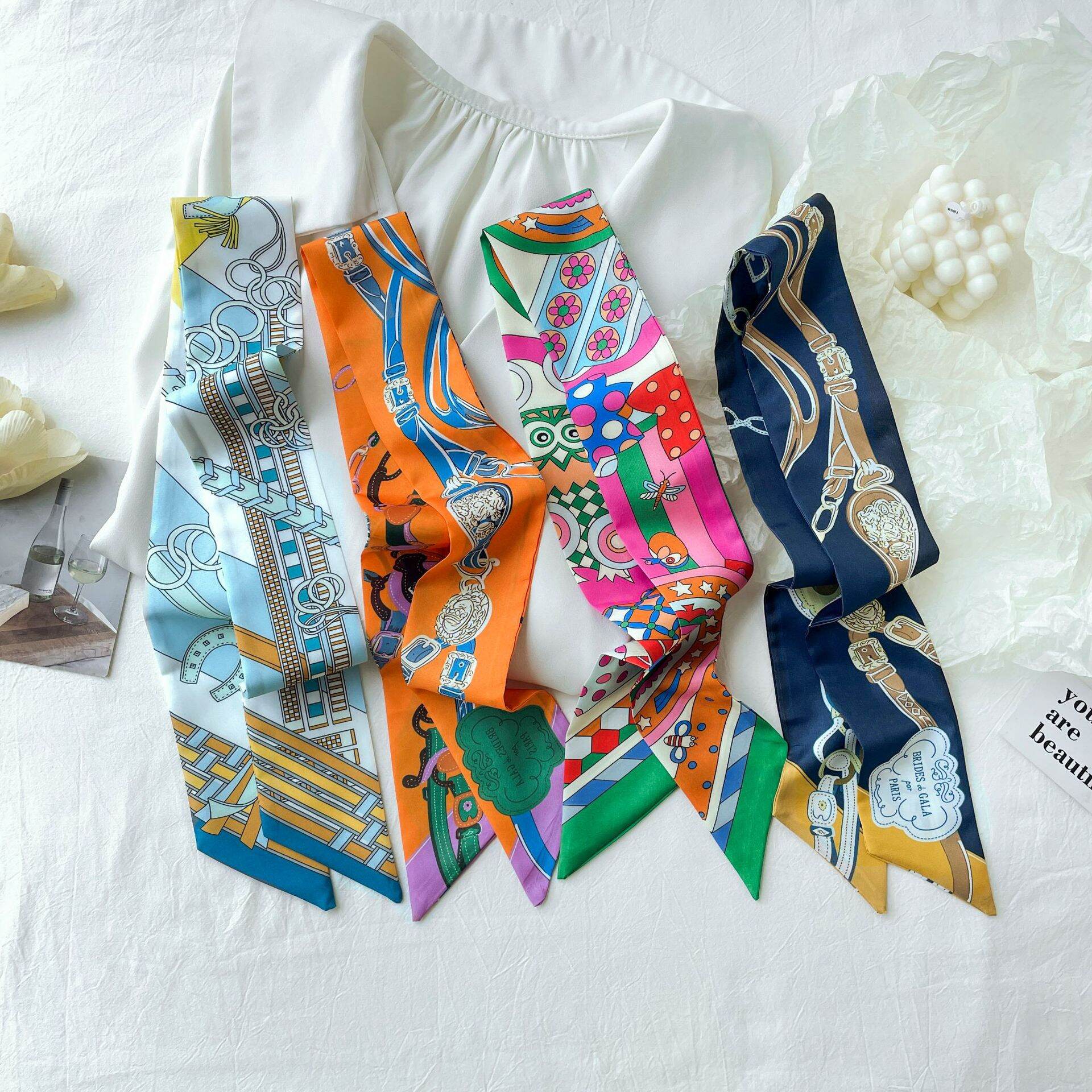 Luxurious Series Retro Animal Mixed Color Chain Geometric Shape Polyester Summer Scarves