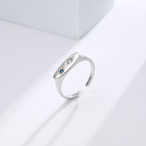 Bagues Pour Femmes En Argent Sterling 925, Forme Irrégulière Et Élégante, Plaquées Rhodium, Serties De Zircon Et Ornées D'Étoiles. Collection Luxueuse. h5 Image3
